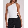 image:imageRoseSeek Womens One Shoulder Cut Out Tank Top Elegant Asymmetrical Knot Sleeveless Tops Going Out OutfitsWhite