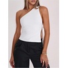 image:imageRoseSeek Womens One Shoulder Cut Out Tank Top Elegant Asymmetrical Knot Sleeveless Tops Going Out OutfitsWhite