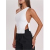 image:imageRoseSeek Womens One Shoulder Cut Out Tank Top Elegant Asymmetrical Knot Sleeveless Tops Going Out OutfitsWhite