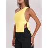 image:imageRoseSeek Womens One Shoulder Cut Out Tank Top Elegant Asymmetrical Knot Sleeveless Tops Going Out OutfitsYellow
