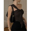 image:imageRoseSeek Womens One Shoulder Twist Front Tank Top Sleeveless Fitted Ruched Going Out Tops Date Night OutfitBrown