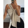 image:imageRoseSeek Womens One Shoulder Twist Front Tank Top Sleeveless Fitted Ruched Going Out Tops Date Night OutfitDark Apricot