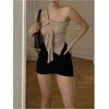image:imageRoseSeek Womens One Shoulder Twist Front Tank Top Sleeveless Fitted Ruched Going Out Tops Date Night OutfitKhaki