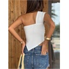image:imageRoseSeek Womens One Shoulder Twist Front Tank Top Sleeveless Fitted Ruched Going Out Tops Date Night OutfitWhite