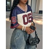 image:imageRoseSeek Womens Oversized Jersey Shirts Mesh Number Graphic Tees V Neck Streetwear Y2k Crop TopsRoyal Blue