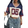 image:imageRoseSeek Womens Oversized Jersey Shirts Mesh Number Graphic Tees V Neck Streetwear Y2k Crop TopsRoyal Blue