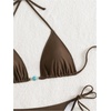 image:imageRoseSeek Womens Pearl Beaded Cheeky Micro Bikini Sets High Cut Triangle String Thong SwimsuitsBrown