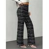 image:imageRoseSeek Womens Plaid Pants Elastic High Waisted Wide Leg Long Pants Elegant Work Business Casual TrousersBlack
