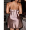 image:imageRoseSeek Womens Plus Size Floral Lace Sheer Satin Nightgown Spaghetti Strap Night Dress ChemiseMocha Brown