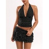 image:imageRoseSeek Womens Polka Dots Ruffle Tiered Layered Skirts Low Rise Ruched Y2K A Line Mini SkirtBlack