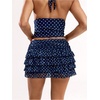 image:imageRoseSeek Womens Polka Dots Ruffle Tiered Layered Skirts Low Rise Ruched Y2K A Line Mini SkirtDeep Blue
