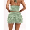 image:imageRoseSeek Womens Polka Dots Ruffle Tiered Layered Skirts Low Rise Ruched Y2K A Line Mini SkirtMint Green