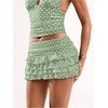 image:imageRoseSeek Womens Polka Dots Ruffle Tiered Layered Skirts Low Rise Ruched Y2K A Line Mini SkirtMint Green