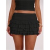 image:imageRoseSeek Womens Polka Dots Ruffle Tiered Layered Skirts Low Rise Ruched Y2K A Line Mini SkirtPure Black
