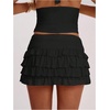 image:imageRoseSeek Womens Polka Dots Ruffle Tiered Layered Skirts Low Rise Ruched Y2K A Line Mini SkirtPure Black