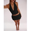 image:imageRoseSeek Womens Polka Dots Ruffle Tiered Layered Skirts Low Rise Ruched Y2K A Line Mini SkirtPure Black