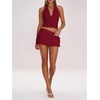 image:imageRoseSeek Womens Polka Dots Ruffle Tiered Layered Skirts Low Rise Ruched Y2K A Line Mini SkirtPure Burgundy
