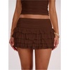 image:imageRoseSeek Womens Polka Dots Ruffle Tiered Layered Skirts Low Rise Ruched Y2K A Line Mini SkirtPure Coffee Brown