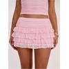 image:imageRoseSeek Womens Polka Dots Ruffle Tiered Layered Skirts Low Rise Ruched Y2K A Line Mini SkirtPure Coral Pink