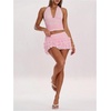 image:imageRoseSeek Womens Polka Dots Ruffle Tiered Layered Skirts Low Rise Ruched Y2K A Line Mini SkirtPure Coral Pink