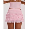 image:imageRoseSeek Womens Polka Dots Ruffle Tiered Layered Skirts Low Rise Ruched Y2K A Line Mini SkirtPure Coral Pink