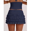 image:imageRoseSeek Womens Polka Dots Ruffle Tiered Layered Skirts Low Rise Ruched Y2K A Line Mini SkirtPure Deep Blue