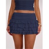 image:imageRoseSeek Womens Polka Dots Ruffle Tiered Layered Skirts Low Rise Ruched Y2K A Line Mini SkirtPure Deep Blue