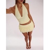 image:imageRoseSeek Womens Polka Dots Ruffle Tiered Layered Skirts Low Rise Ruched Y2K A Line Mini SkirtPure Yellow