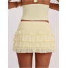 image:imageRoseSeek Womens Polka Dots Ruffle Tiered Layered Skirts Low Rise Ruched Y2K A Line Mini SkirtPure Yellow