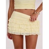 image:imageRoseSeek Womens Polka Dots Ruffle Tiered Layered Skirts Low Rise Ruched Y2K A Line Mini SkirtPure Yellow