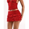 image:imageRoseSeek Womens Polka Dots Ruffle Tiered Layered Skirts Low Rise Ruched Y2K A Line Mini SkirtRed