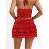image:imageRoseSeek Womens Polka Dots Ruffle Tiered Layered Skirts Low Rise Ruched Y2K A Line Mini SkirtRed