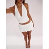 image:imageRoseSeek Womens Polka Dots Ruffle Tiered Layered Skirts Low Rise Ruched Y2K A Line Mini SkirtWhite