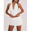 image:imageRoseSeek Womens Polka Dots Ruffle Tiered Layered Skirts Low Rise Ruched Y2K A Line Mini SkirtWhite