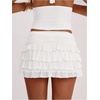 image:imageRoseSeek Womens Polka Dots Ruffle Tiered Layered Skirts Low Rise Ruched Y2K A Line Mini SkirtWhite