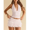 image:imageRoseSeek Womens Polka Dots Ruffle Tiered Layered Skirts Low Rise Ruched Y2K A Line Mini SkirtWhite Pink