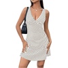 image:imageRoseSeek Womens Polka Dots V Neck Tank Dress Sleeveless Summer A Line Dresses Sexy Mini DressApricot