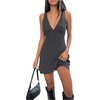 image:imageRoseSeek Womens Polka Dots V Neck Tank Dress Sleeveless Summer A Line Dresses Sexy Mini DressBlack and White