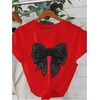 image:imageRoseSeek Womens Rhinestone Sequin Bowknot Graphic Tees Short Sleeve Crewneck Summer Tops Going Out T ShirtRed
