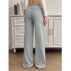 image:imageRoseSeek Womens Ribbed Knit Striped Wide Leg Pants Elastic High Waisted Baggy Pants Casual TrousersWhite