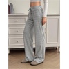 image:imageRoseSeek Womens Ribbed Knit Striped Wide Leg Pants Elastic High Waisted Baggy Pants Casual TrousersWhite