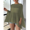 image:imageRoseSeek Womens See Through Knit Poncho Shawl 34 Sleeve Split Asymmetrical Shrug Sweater Cover UpArmy Green