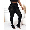 image:imageRoseSeek Womens Sheer Mesh Leggings See Through High Waisted Bell Bottom Skinny PantsBlack