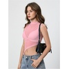 image:imageRoseSeek Womens Sheer Mesh Mock Neck Crop Tank Tops Sleeveless Asymmetrical Hem Summer Going Out Tops ClubwearLight Pink