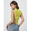 image:imageRoseSeek Womens Sheer Mesh Mock Neck Crop Tank Tops Sleeveless Asymmetrical Hem Summer Going Out Tops ClubwearLight Yellow