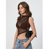 image:imageRoseSeek Womens Sheer Mesh Mock Neck Crop Tank Tops Sleeveless Asymmetrical Hem Summer Going Out Tops ClubwearMedium Brown