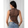image:imageRoseSeek Womens Sheer Mesh Mock Neck Crop Tank Tops Sleeveless Asymmetrical Hem Summer Going Out Tops ClubwearMulticolor Cheetah