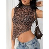 image:imageRoseSeek Womens Sheer Mesh Mock Neck Crop Tank Tops Sleeveless Asymmetrical Hem Summer Going Out Tops ClubwearMulticolor Cheetah