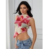 image:imageRoseSeek Womens Sheer Mesh Mock Neck Crop Tank Tops Sleeveless Asymmetrical Hem Summer Going Out Tops ClubwearMulticolor Floral