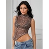 image:imageRoseSeek Womens Sheer Mesh Mock Neck Crop Tank Tops Sleeveless Asymmetrical Hem Summer Going Out Tops ClubwearMulticolor Khaki